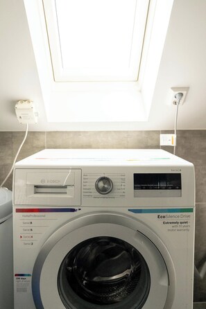 Laundry facilities provided for long stays and added convenience.