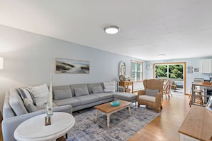A cozy living room with a modern twist