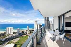 Stunning ocean and city views from the balcony
