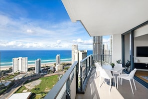 Stunning ocean and city views from the balcony
