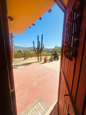 Front Door Entrance, looking into the Front Yard.