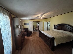 Master bedroom with King size bed.