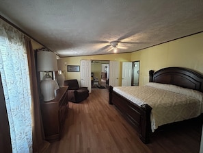 Master bedroom with King size bed.