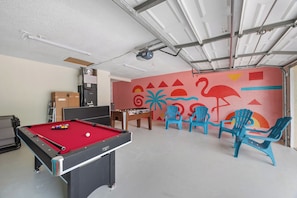 Garage-turned-game-room, and arcade fun for all ages.
