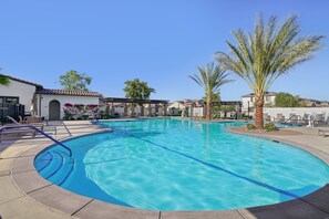 The communal pool is perfect for swimming laps.