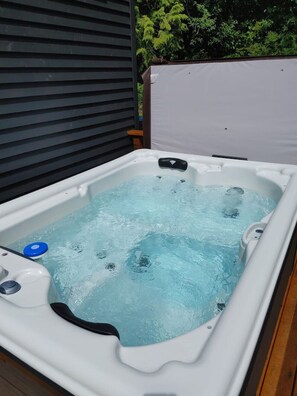 Private 2 person hot tub on private deck