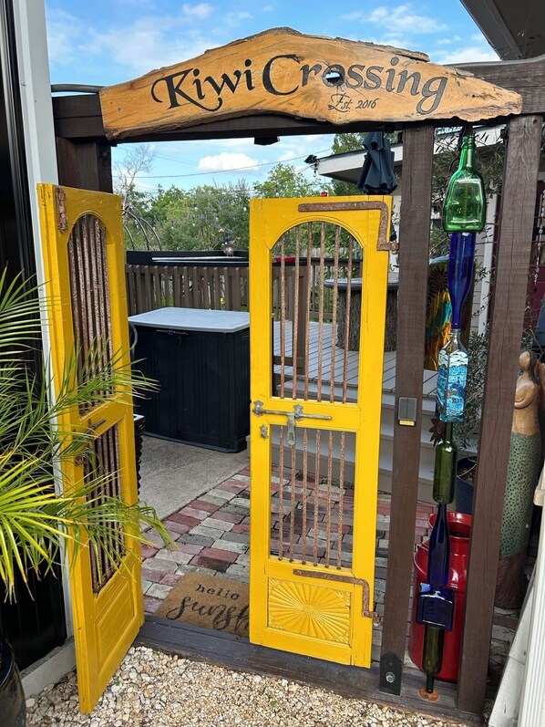 Parking entrance to accommodation.