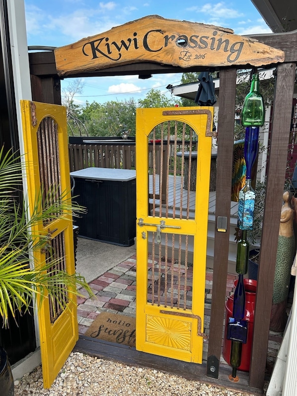 Parking entrance to accommodation.