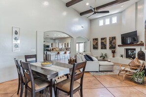 Spacious layout connecting kitchen and dining areas