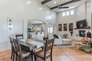 Spacious layout connecting kitchen and dining areas