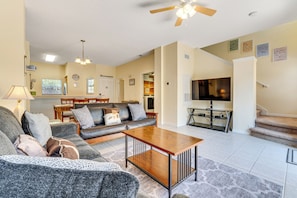 Living Room | Free WiFi | Central A/C | Queen Sleeper Sofa | 1st Floor