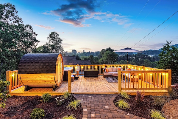 Soak in the mountain air and relax in your private outdoor wellness deck.