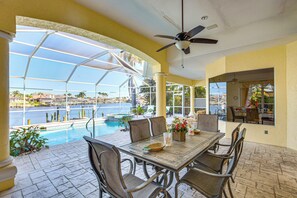 Covered Patio | Outdoor Dining Area | Water View