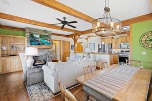 Living and Dining Room, Cozy Gas Logs