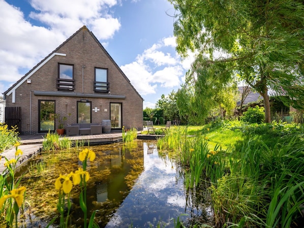 Gras, Zuhause, Hütte, Garten, Estate, Bauernhaus, Landscaping, Reflexion, Teich, Garten