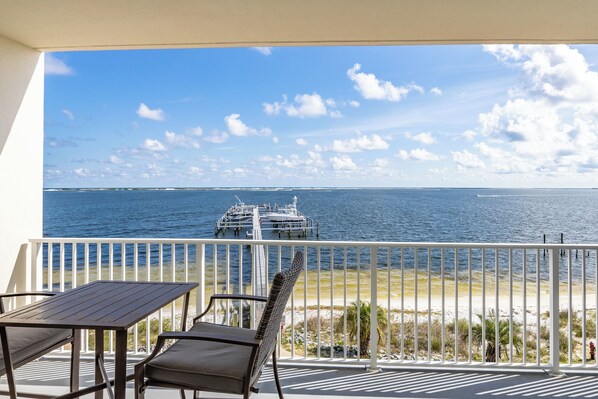 Waterway Stay - Unit 309 at Harbour Pointe - The view across the Intracoastal Waterway is incredible. You can see the sparklingblue Gulf on the other side of the island. It really is a lot closer than it looks in this pic!