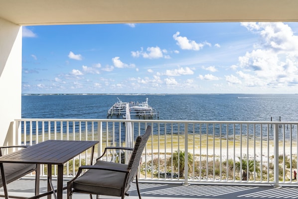 Waterway Stay - Unit 309 at Harbour Pointe - The view across the Intracoastal Waterway is incredible. You can see the sparklingblue Gulf on the other side of the island. It really is a lot closer than it looks in this pic!