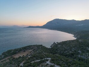 Sunset View Over Samos Coastline

