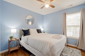 Bedroom with queen bed.
