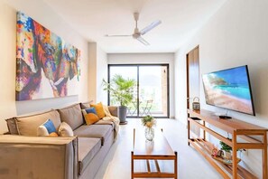 A bright and cheerful sitting area