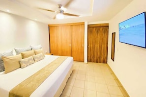 Master bedroom with a king bed