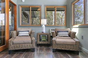 Sun Room with Desk and Mountain/River View