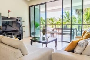 Living room with terrace view