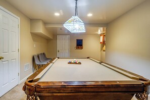 Game Room | Wet Bar | 2-Story Home w/ Basement | Basement Level