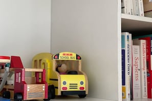 Perfect for families! This cozy nook with toys and books adds a playful, thoughtful touch to your home-away-from-home. By Superhostly