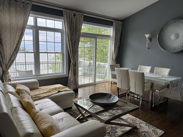 Great room kitchen dining living room view