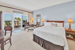 Queen Bed for You Comfort and Direct Access to Oceanfront Balcony