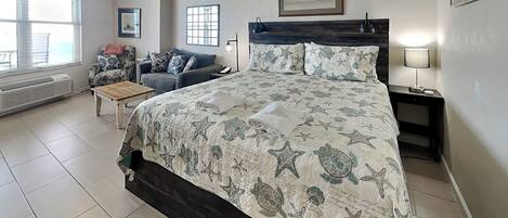 King Bed, Ocean View Balcony Access + TV