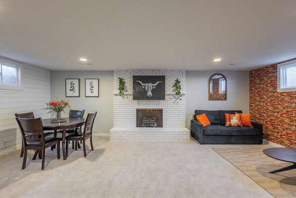 Downstairs playroom with bar