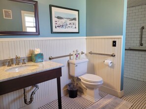 Bathroom with large walk in shower