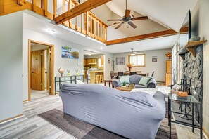 Living Room | Wood-Burning Fireplace | Smart TV | 1st Floor
