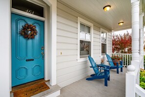 Our peaceful front patio, perfect for wine sipping and people watching