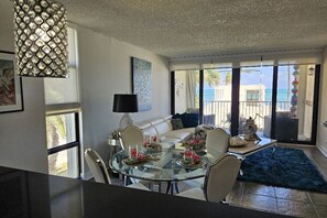 Spacious Living room area to lounge on the leather sectional