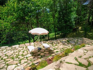 Garten, Schatten, Gartenmöbel, Flagstone, Landscaping, Regenschirm, Hinterhof, Cobblestone