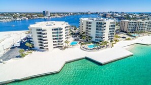The Gulf Pass is on the South side & the Destin Harbor is on the