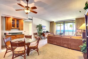 KS-258 Looking out from kitchen to dining table and living room