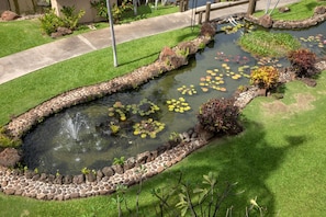 PKC-403 Stroll past lily pads and tiny bridges as koi glide by?this garden pond is pure storybook serenity