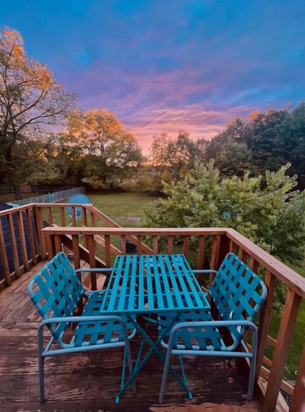 Sunset view on balcony/deck