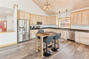 Indoors, Kitchen, Kitchen Island, Hardwood, Appliance