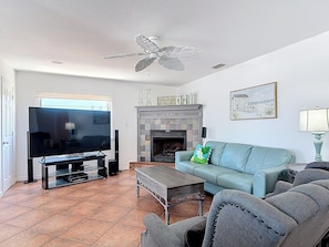 Enjoy movie night on the 75 inch TV!