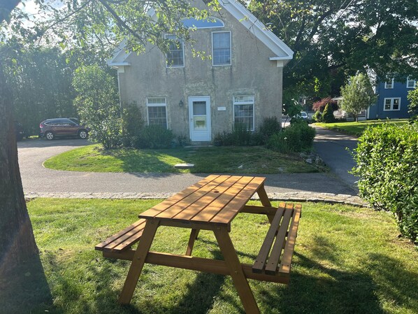 Picnic table - your outdoor space and dedicated driveway.