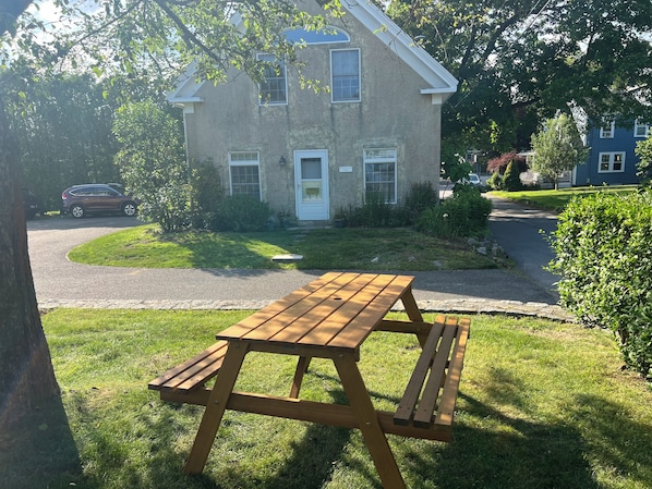 Picnic table - your outdoor space and dedicated driveway.