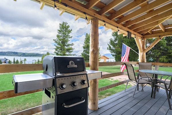 Gas Grill to serve up dinner on the wrap around porch