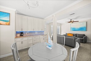 Dining table seats four