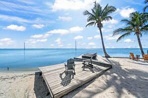 Outdoor seating overlooking the gorgeous Banana River