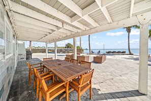 Outdoor dining table seats eight